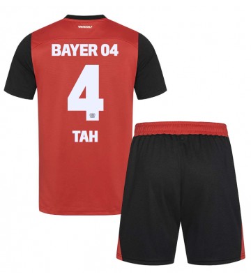 Bayer Leverkusen Jonathan Tah #4 Primera Equipación Niños 2024-25 Manga Corta (+ Pantalones cortos)